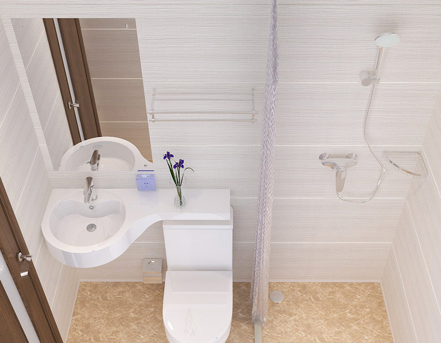 Kamar Mandi Modular Hotel dengan Konstruksi Panel Serat Resin PEC Penuh