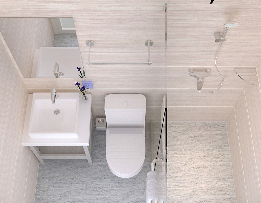 Kamar Mandi Modular dengan Konstruksi Panel Penuh untuk Pemasangan Cepat