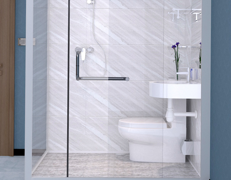 Kamar Mandi Terintegrasi Modular Dinding Kaca dengan Panel Interior Serat Resin PEC