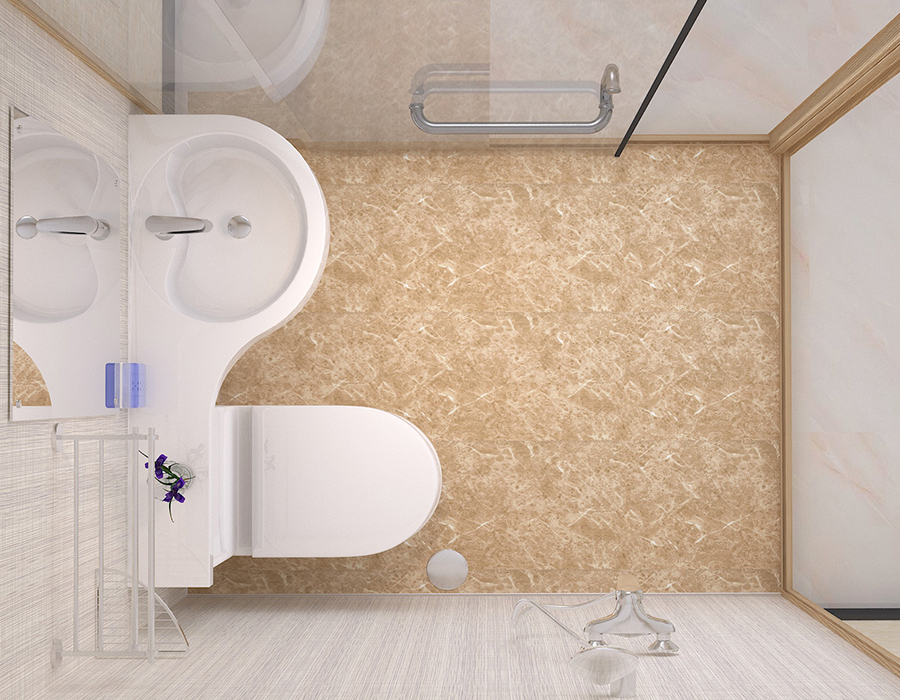 Kamar Mandi Modular Hotel dengan Panel Dinding Interior Serat Resin PEC dan Dinding Eksterior Kaca