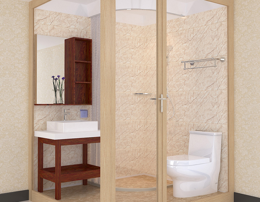 Kamar Mandi Terintegrasi Kaca-Eksterior dengan Panel Interior Serat Resin