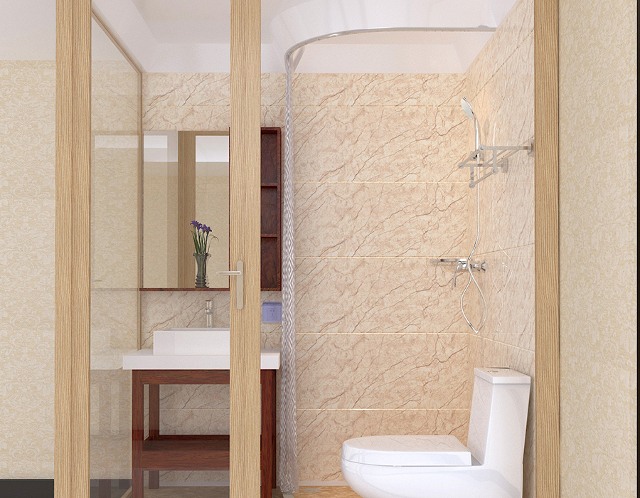 Kamar Mandi Terintegrasi Kaca-Eksterior dengan Panel Interior Serat Resin