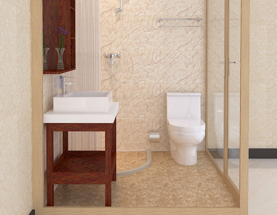 Kamar Mandi Terintegrasi Kaca-Eksterior dengan Panel Interior Serat Resin
