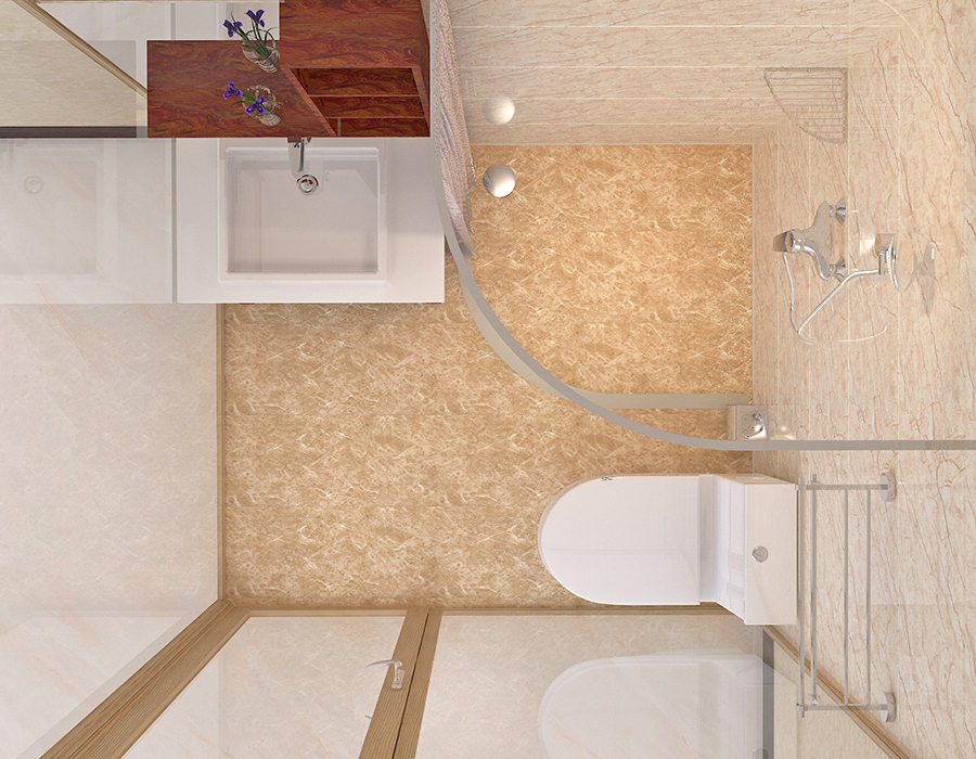 Kamar Mandi Terintegrasi Kaca-Eksterior dengan Panel Interior Serat Resin