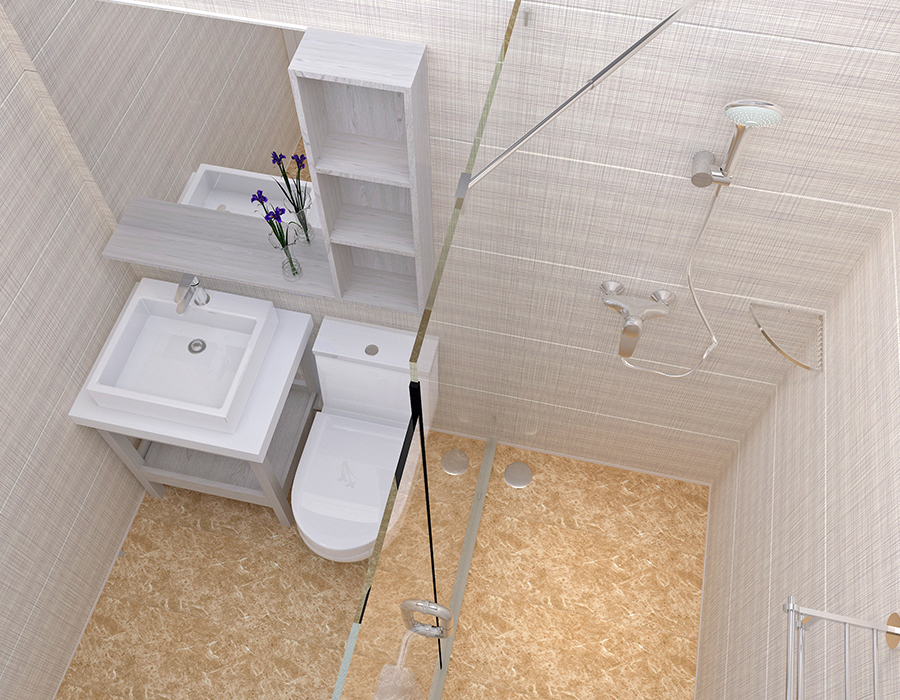 Unit Kamar Mandi Asrama Prefabrikasi dengan Sistem Panel Fiber Resin Full PEC