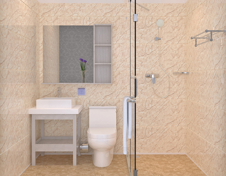 Unit Kamar Mandi Asrama Prefabrikasi dengan Sistem Panel Fiber Resin Full PEC