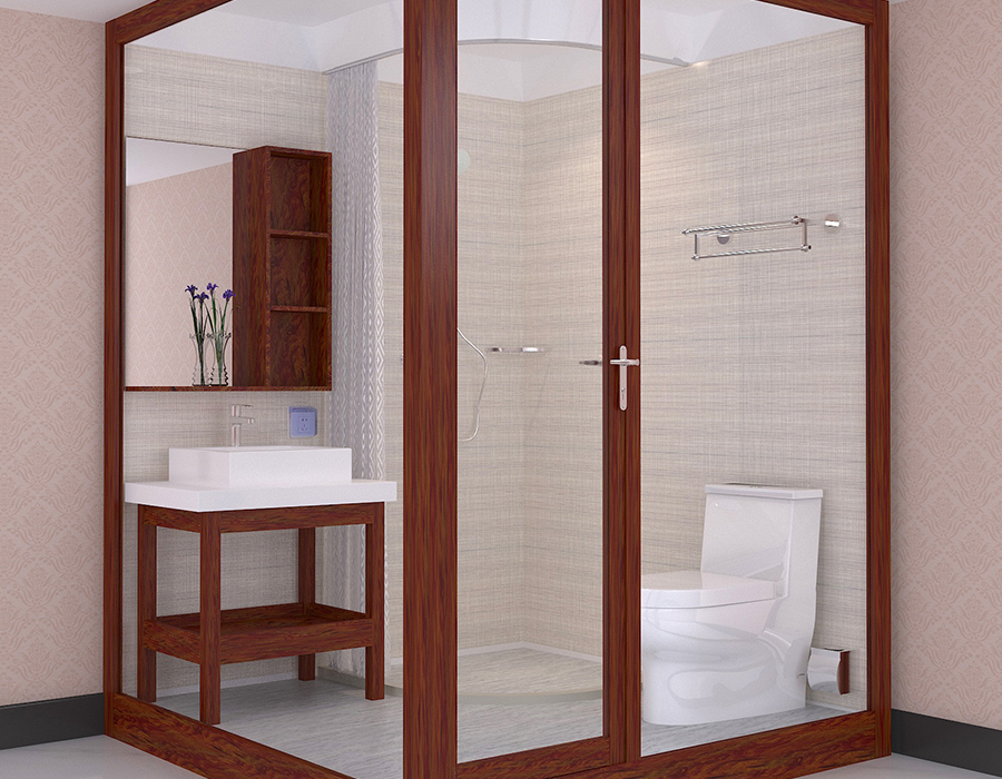 PEC Resin Fiber & Kamar Mandi Modular Apartemen RTM Base dengan Dinding Kaca