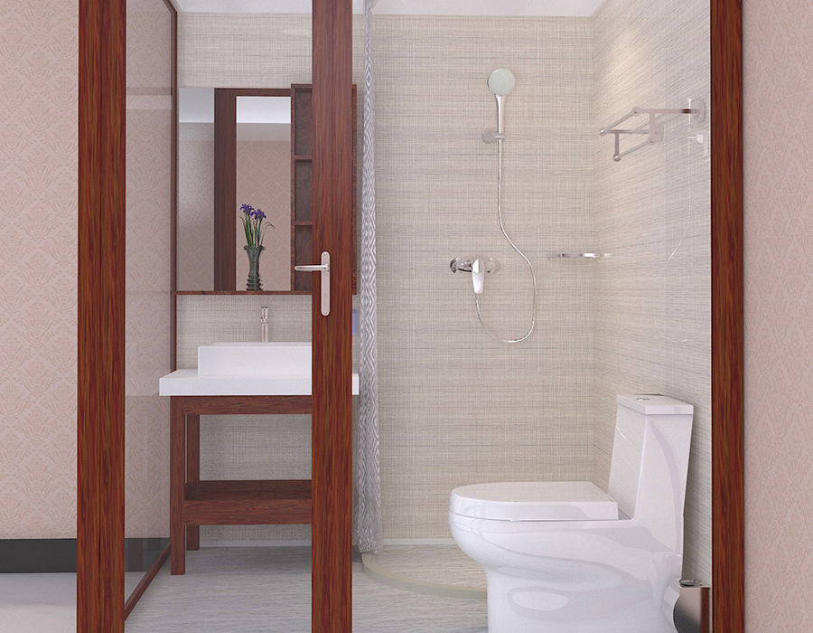 PEC Resin Fiber & Kamar Mandi Modular Apartemen RTM Base dengan Dinding Kaca