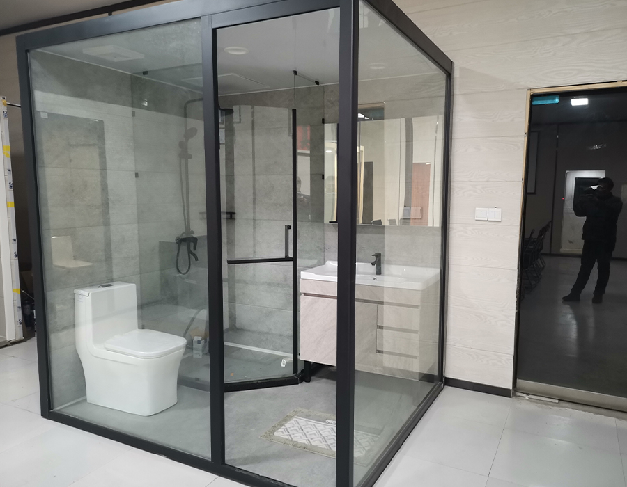 Kamar Mandi Rakitan Kaca Dinding Eksterior